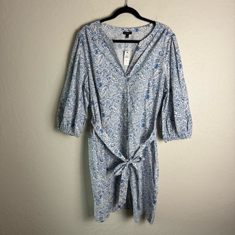 Talbots Poplin Shirtdress Dashing Paisley 18 NWT - Picture 2 of 13